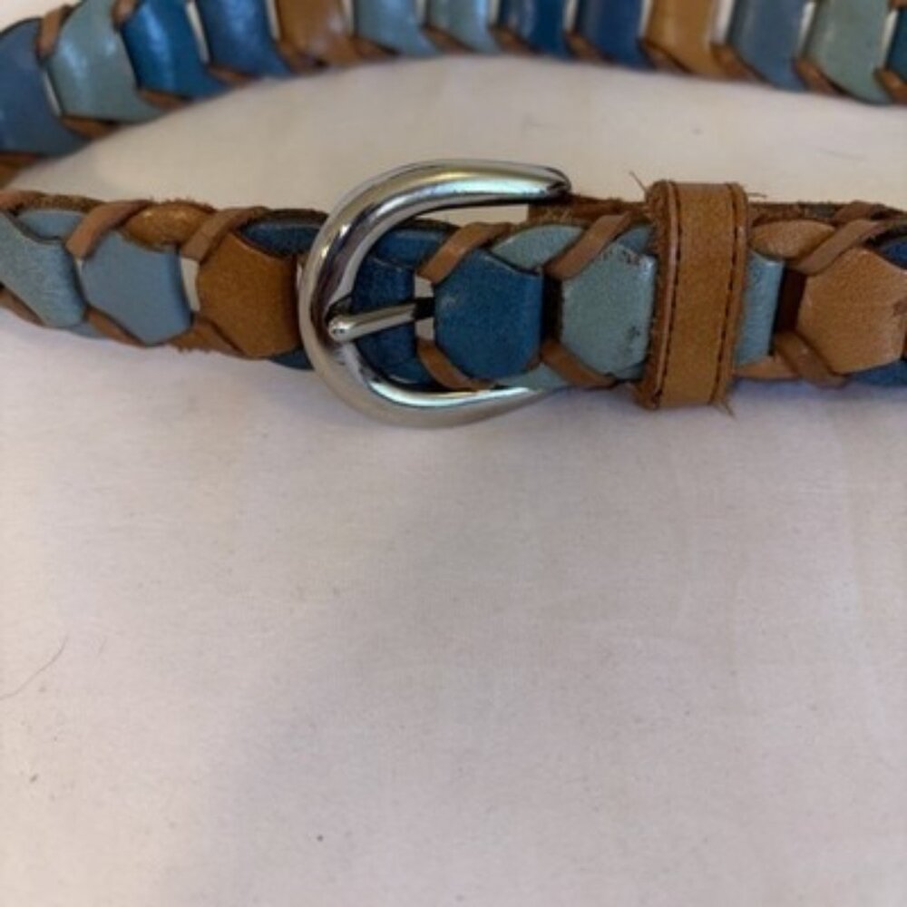 Vintage Charter Club Belt, Leather Interlocking Tan, Turquoise. XL  42” - Picture 5 of 5